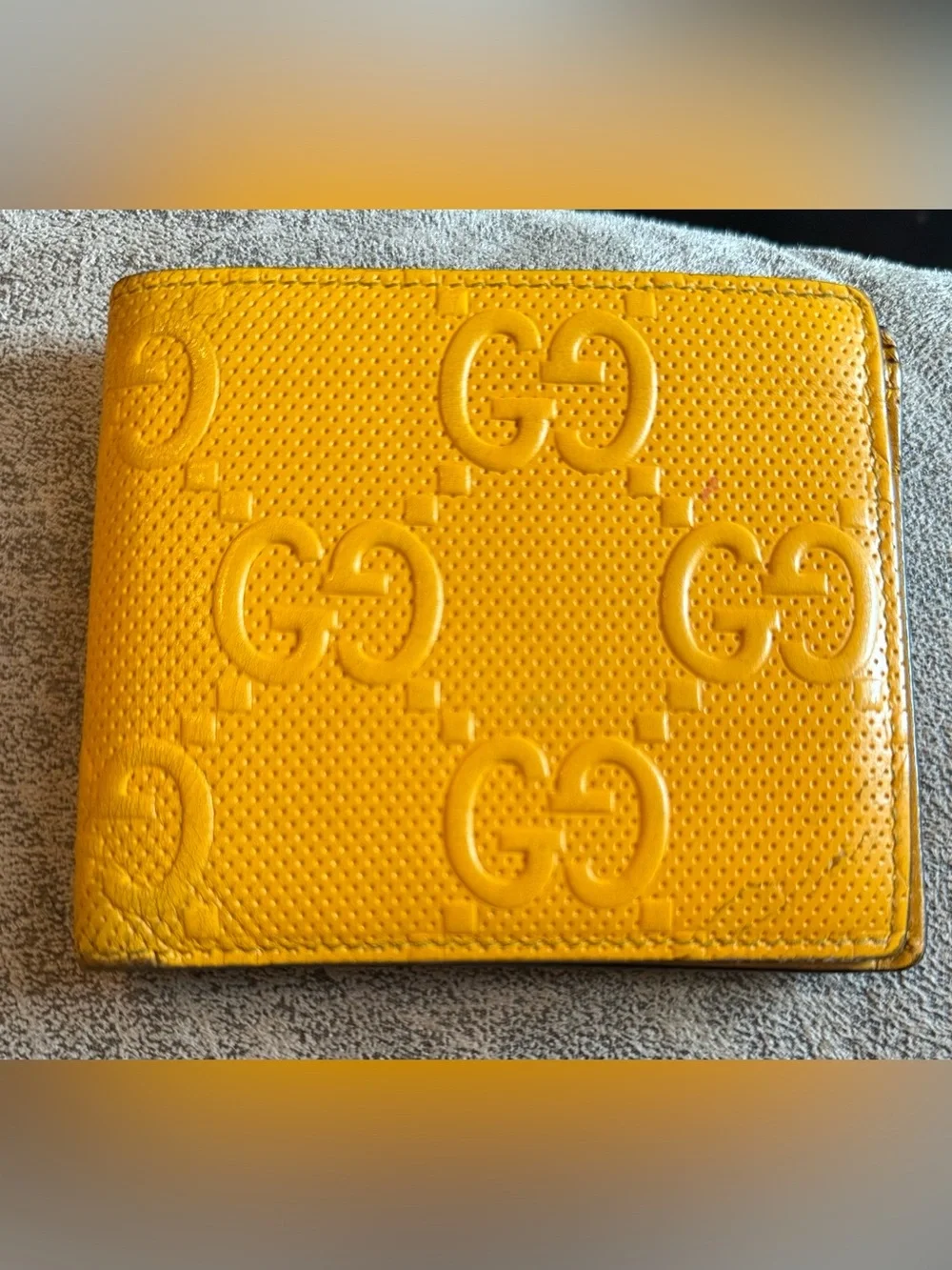 Authentic Gucci Yellow Embossed GG Leather Wallet
